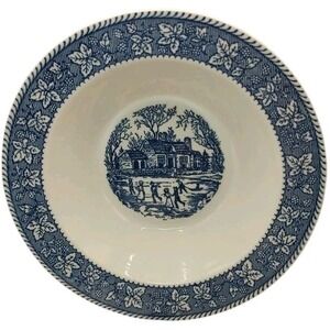 Homer Laughlin Shakespeare Serving Bowl Blue Country Nine Inch Vintage Made‎ USA